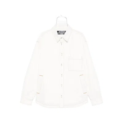 Jacquemus Shirt Jacket With Contrast Stitching In White
