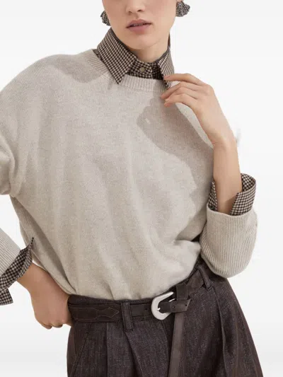 Brunello Cucinelli Soft Cashmere Crewneck Sweater With Relaxed Fit