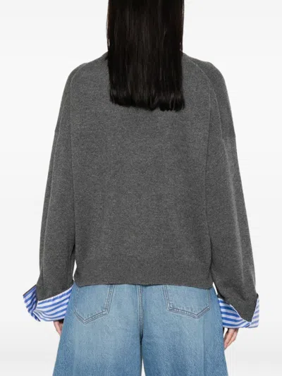Brunello Cucinelli Cashmere Crewneck Sweater With Striped Cuffs