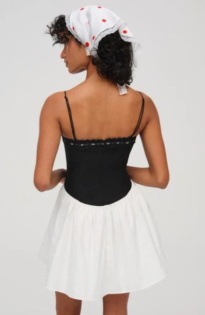 For Love & Lemons Anabella Mixed Media Minidress In Multi
