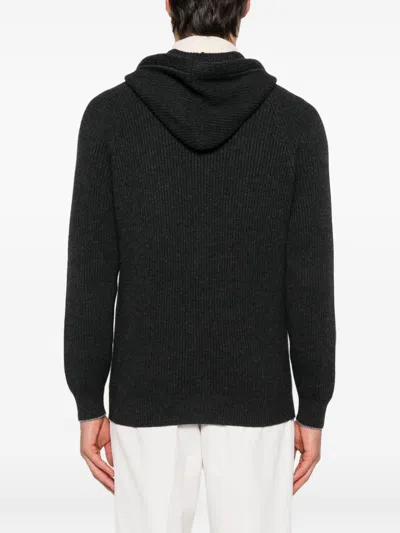 Brunello Cucinelli Cashmere Zip-up Hoodie Featuring Drawstring Hood In Black
