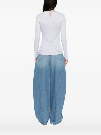 Brunello Cucinelli Crewneck Cotton Sweater With Back Keyhole Detail
