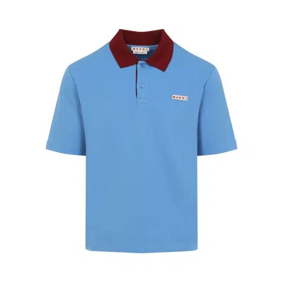 Marni Polo In Piquet Blu Con Colletto A Contrasto In Blue