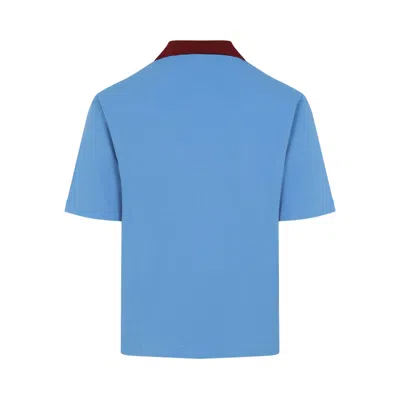 Marni Polo In Piquet Blu Con Colletto A Contrasto In Blue