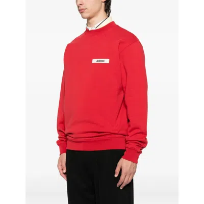Jacquemus Men Le Hoodie Grosgrain Hooded Sweatshirt In Red