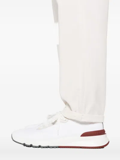 Brunello Cucinelli Cotton Trousers With Belt Loops And Rolled Cuffs In White