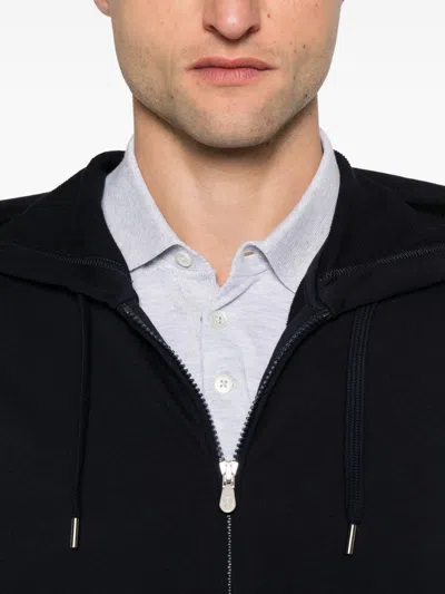 Brunello Cucinelli Men Cotton Zipped Hoodie In Black