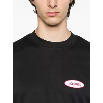 Jacquemus Le T-shirt Stazione Blu Crewneck T-shirt With Logo Patch On The Front In Cotton Jersey Man