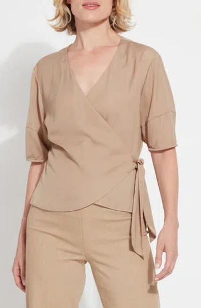 Lyssé Juno Front Tie Wrap Top In Tanned In Brown