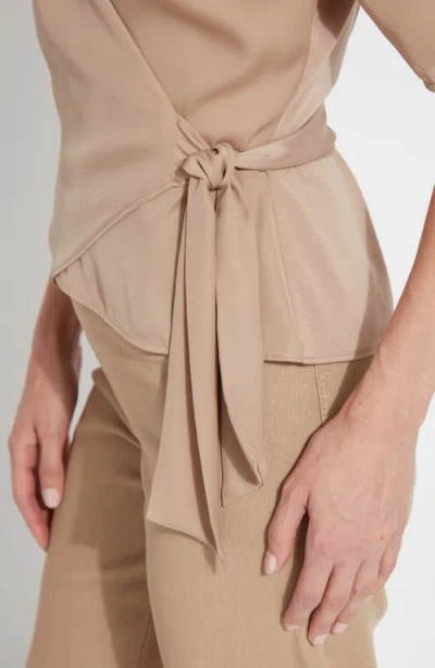 Lyssé Juno Front Tie Wrap Top In Tanned In Brown