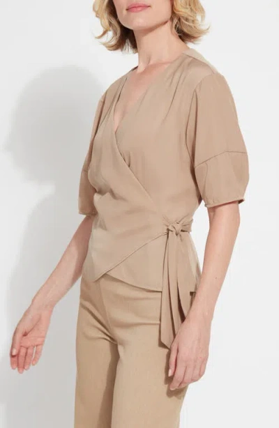 Lyssé Juno Front Tie Wrap Top In Tanned In Brown