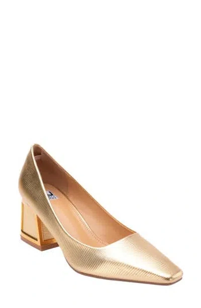 Ninety Union Blink Block Heel Pump In Gold