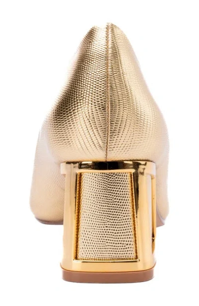 Ninety Union Blink Block Heel Pump In Gold