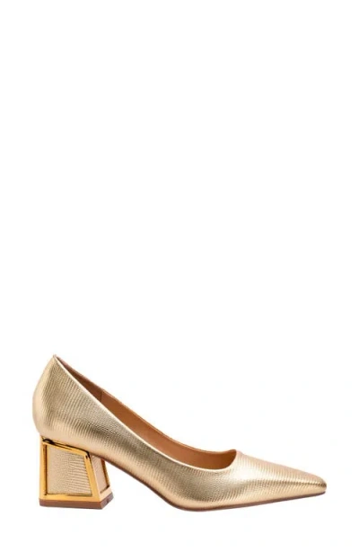 Ninety Union Blink Block Heel Pump In Gold
