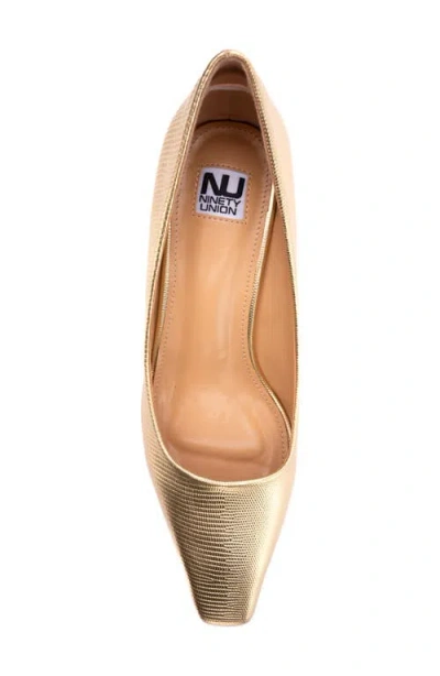 Ninety Union Blink Block Heel Pump In Gold
