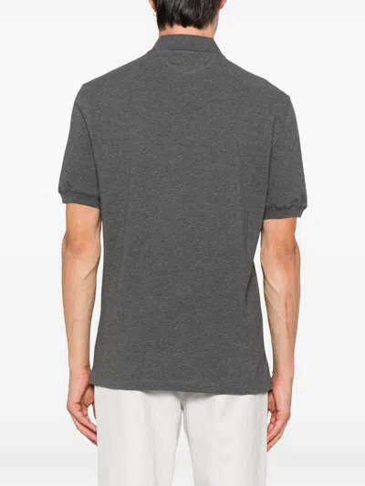 Brunello Cucinelli Men Logo Cotton Polo Shirt In Gray