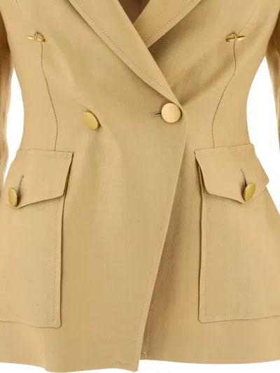Tagliatore Darlene Double-breasted Linen Blazer In Neutral
