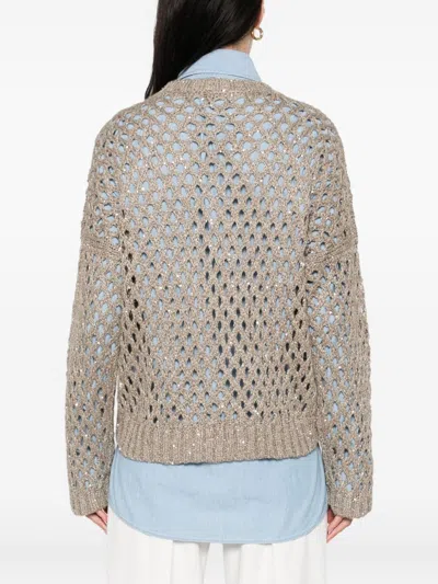 Brunello Cucinelli Open Knit V Necked Sweater