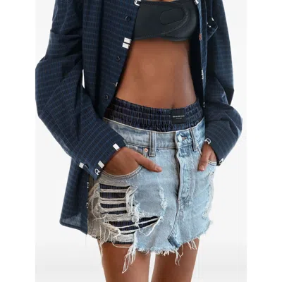 Alexander Wang Prestyled Distressed Denim Skirt With Boxer Clothing