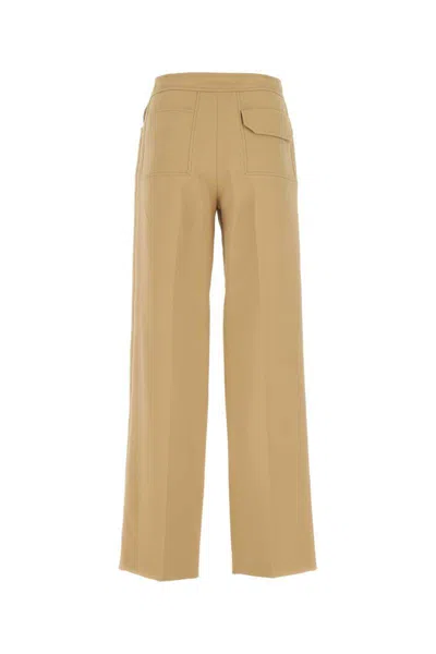 Low Classic Camel Polyester Wide-leg Pant In Yellow