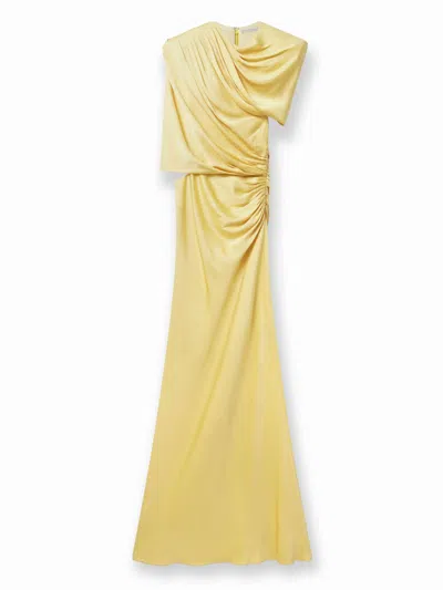 Stella Mccartney Draped One Shoulder Maxi Dress In Yellow