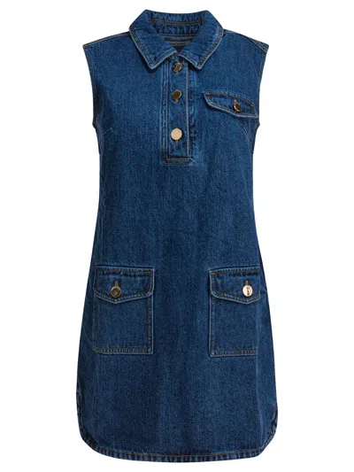 Self-portrait Self Portrait Women Denim Sleeveless Mini Dress In Blue