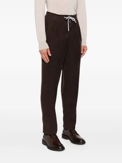 Brunello Cucinelli Corduroy Trousers With Back And Side Pockets In Brown