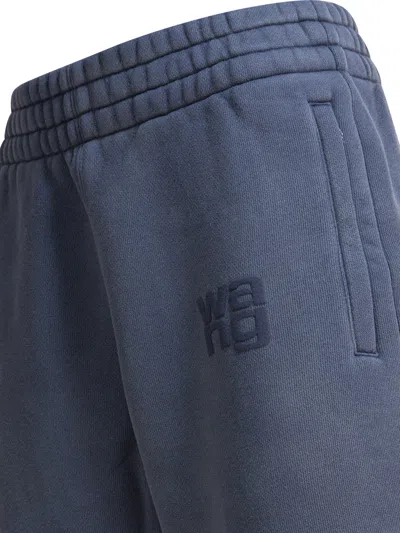 Alexander Wang Essential Terry Classic Sweatpant Puff Paint Logo Trousers Blue In Blue