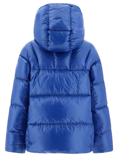 Aspesi Hooded Quilted Jacket Elasticated Cuffs In Blue