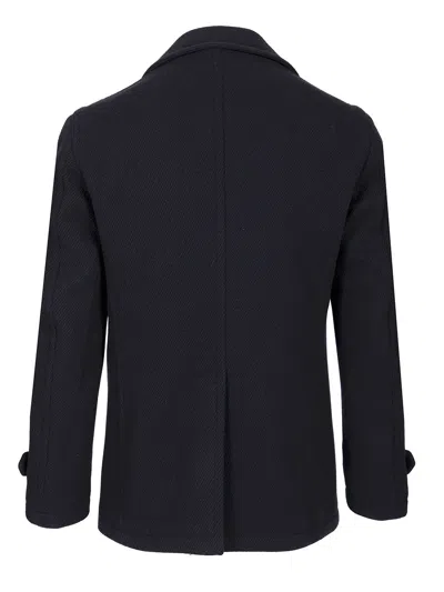 Tagliatore Black Double-breasted Coat With Wide Notched Revers In Black