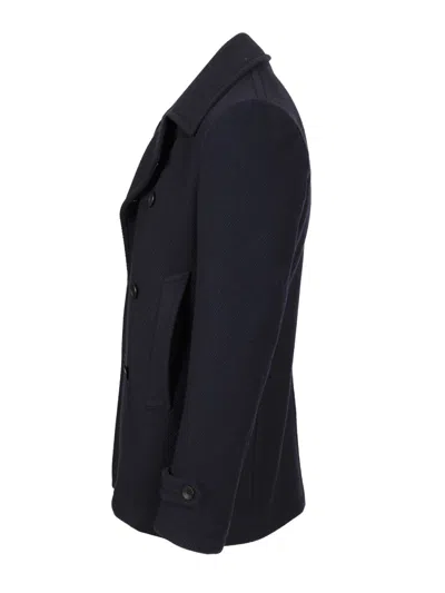 Tagliatore Black Double-breasted Coat With Wide Notched Revers In Black