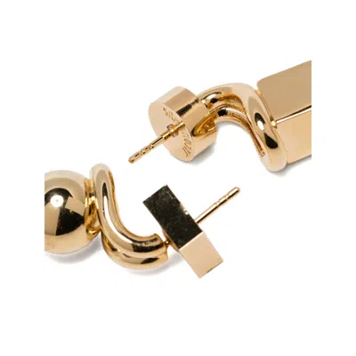 Jacquemus Les Puces Nodo Metallic Earings With Rear Butterfly Closure And Rhinestoned Charm In Brass Woman