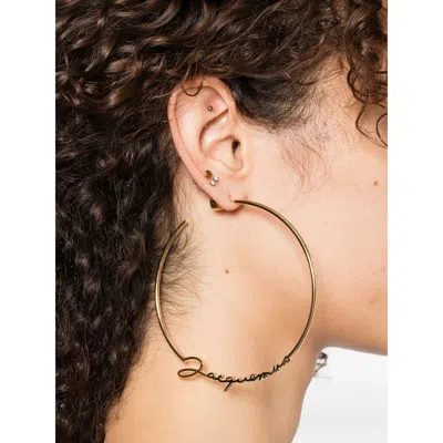 Jacquemus Logo-lettering Hoop Earrings In Gold