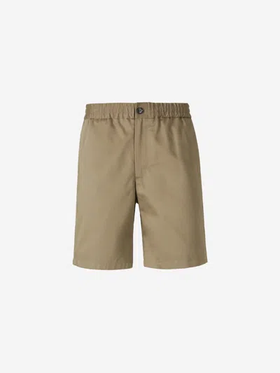 Ami Alexandre Mattiussi Khaki Cotton Elasticated Waist Shorts In Neutral