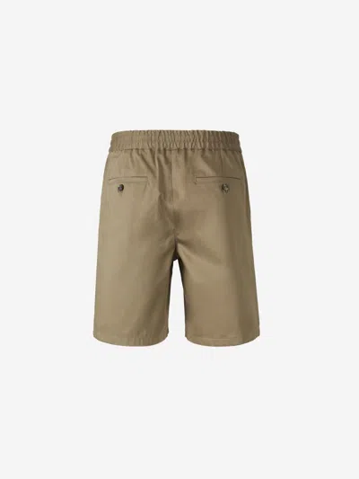 Ami Alexandre Mattiussi Khaki Cotton Elasticated Waist Shorts In Neutral
