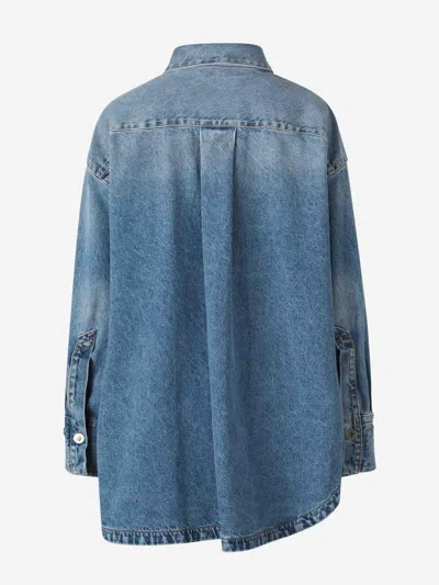 Attico Sky Blue Denim Shirt Jacket In Blue
