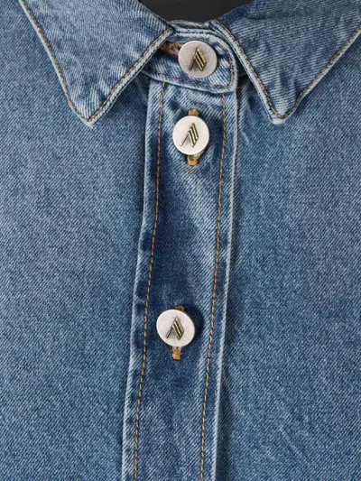 Attico Sky Blue Denim Shirt Jacket In Blue