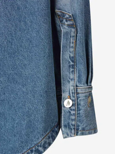 Attico Sky Blue Denim Shirt Jacket In Blue