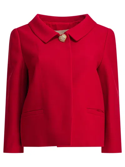 Valentino Womens Paris Heart-button Relaxed-fit Wool And Silk Jacket In Red