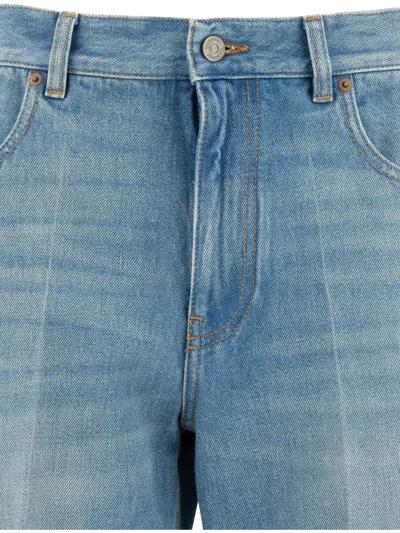 Valentino Heart Court Straight Jeans With Embroidered Hem