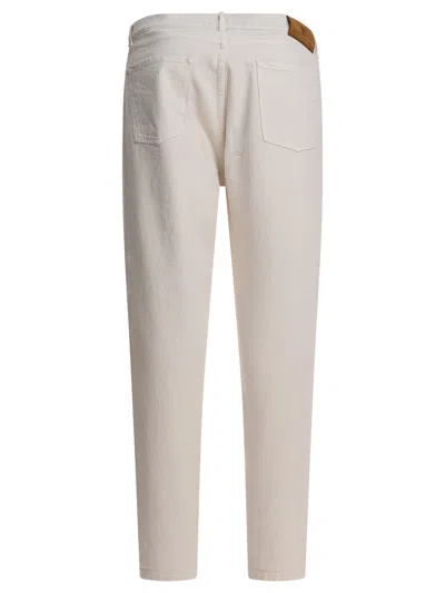 Brunello Cucinelli Denim Trousers With Pockets And Loops In Neutral