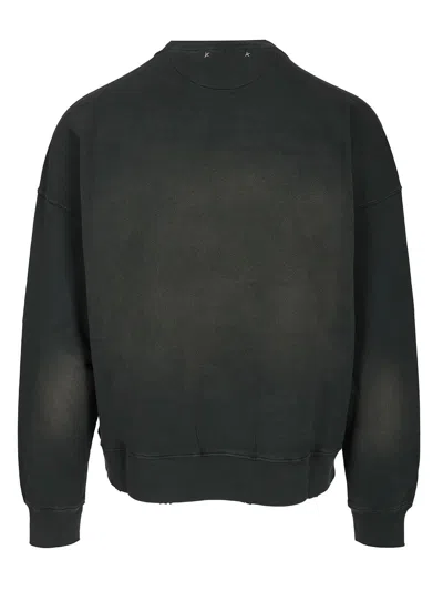 Golden Goose Crew Neck Sweatshirt With A Distressed Effect In Brown
