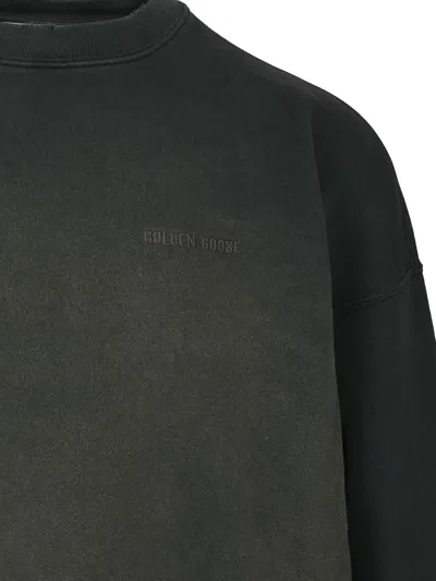 Golden Goose Crew Neck Sweatshirt With A Distressed Effect In Brown