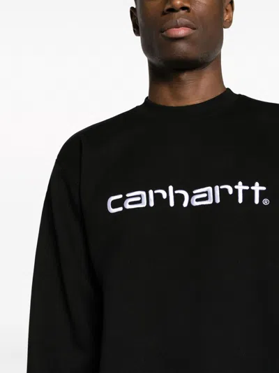 Carhartt Wip Pre Logo Cotton Crewneck Sweatshirt In Black