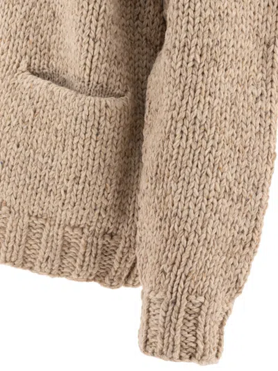 Visvim Chunky Knit Sweater Contrast Shoulder Detail In Brown