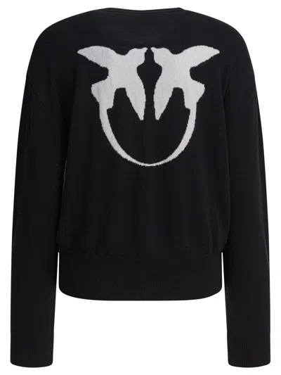 Pinko Wool And Cashmere Logo Sweater In Black