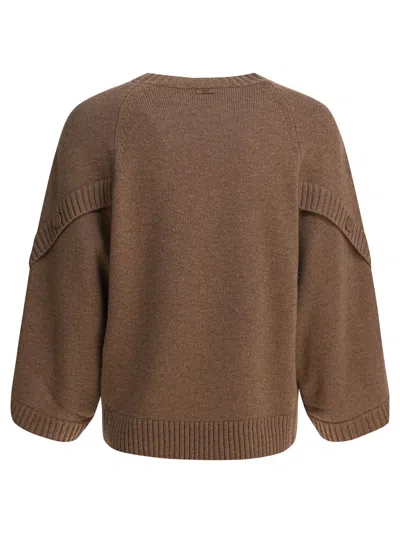 Max Mara Knitwear With Button Detail And Raglan Sleeves In Brown