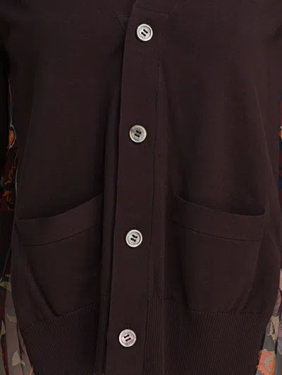 Sacai Cardigan With Floral Print In Black
