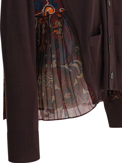 Sacai Cardigan With Floral Print In Black
