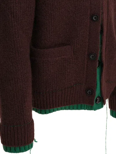 Sacai Cardigan Contrast Trim Wool Blend
